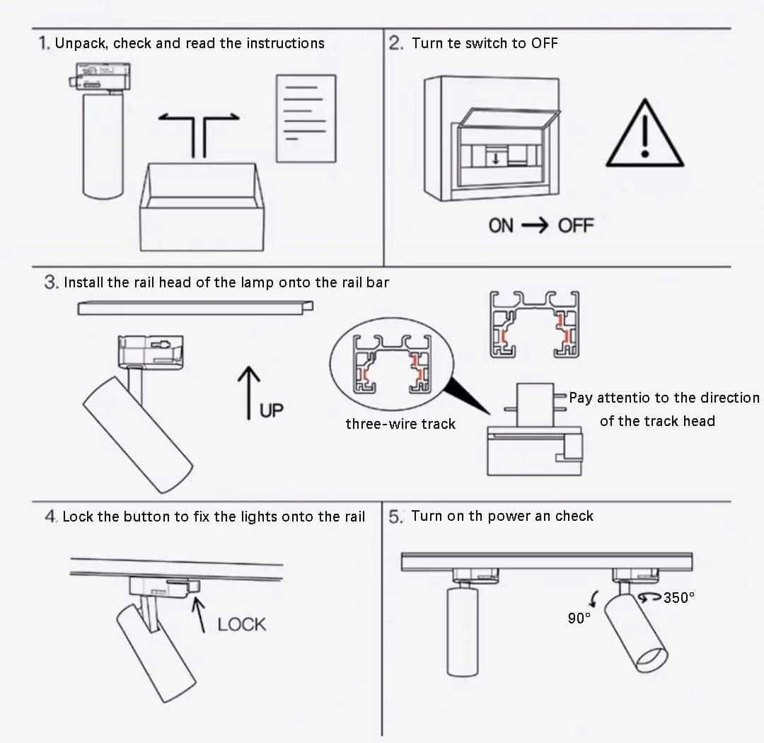 三導体レールへのスポット取付図